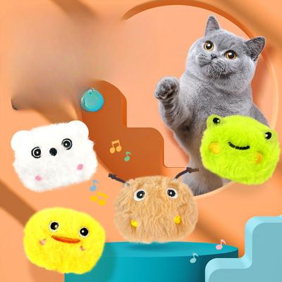 Pet Barking Ball Plush Sound Toy Cartoon Animal Funny Cat Ball Scratch-resistant and Bite-resistant Cat Self-pleasure Relief Toy