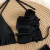 Swimsuit Suit Sexy Flower Solid Color Strap Bikini Split