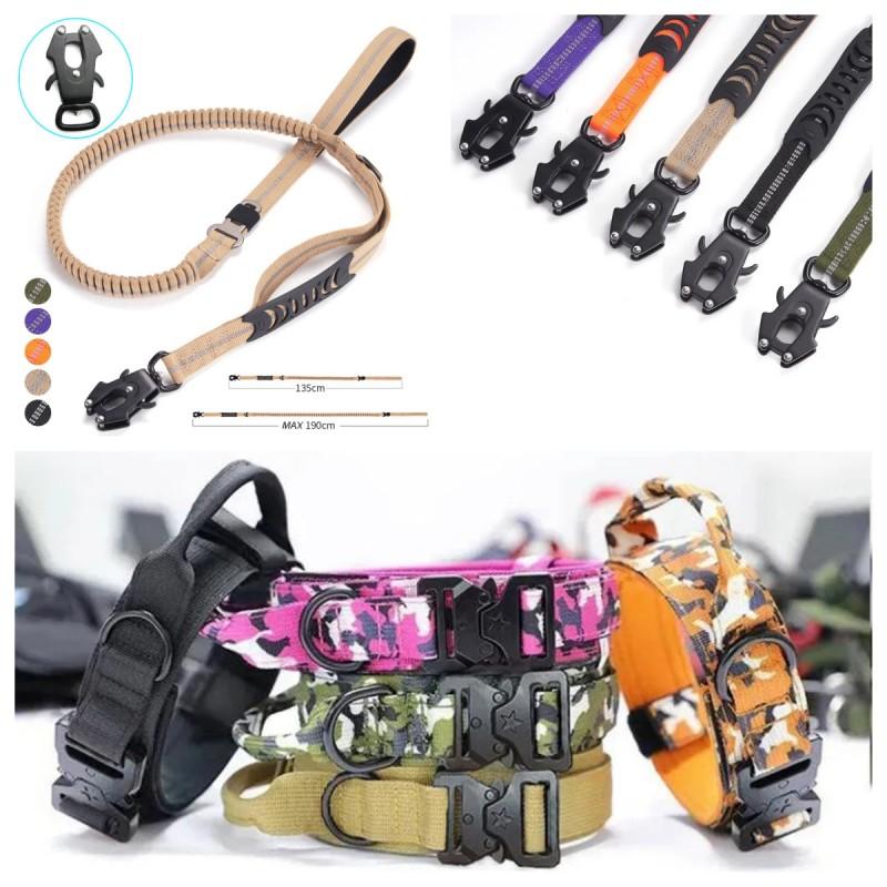 Coleira Tática Ajustável para Cães Corda de Tração Coleiras Militares para Animais de Estimação Treinamento Pastor Alemão Cão Médio Grande Acessórios para Animais de Estimação