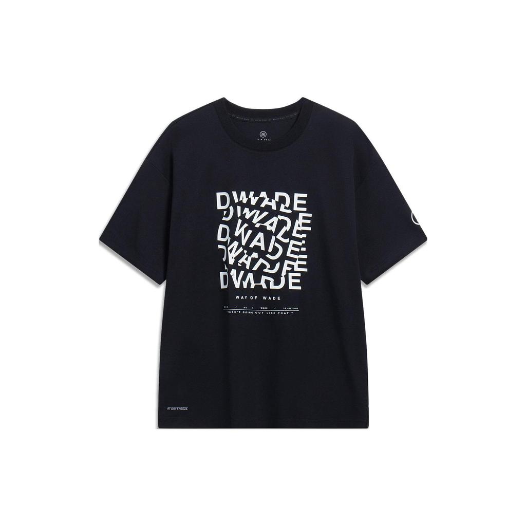 Li-Ning Letter Print Ice Silk Comfortable T-Shirt Men Tops Black AHST327-1