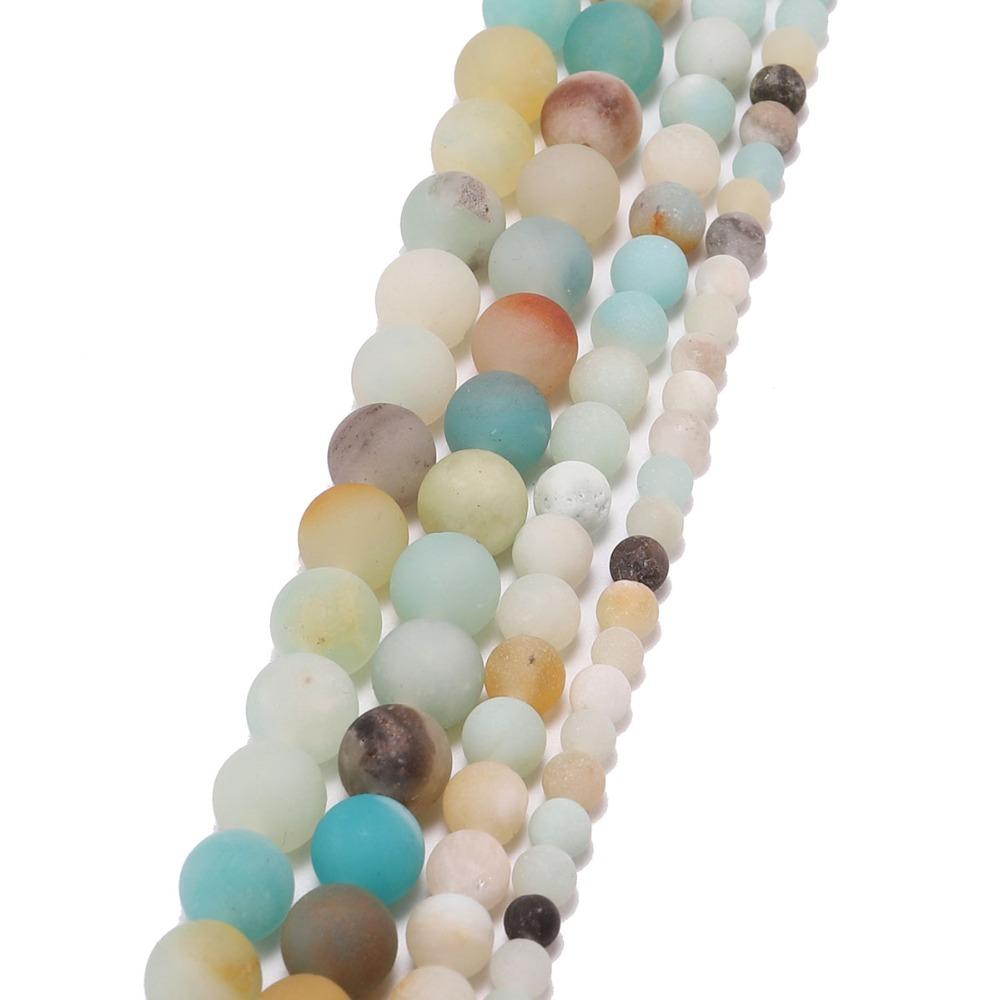 1strand/lot 4 6 8 10 12 mm Matte Amazonite Round Natural Stone Loose Beads Spacer Bead For Jewelry Making DIY Necklace Bracelet