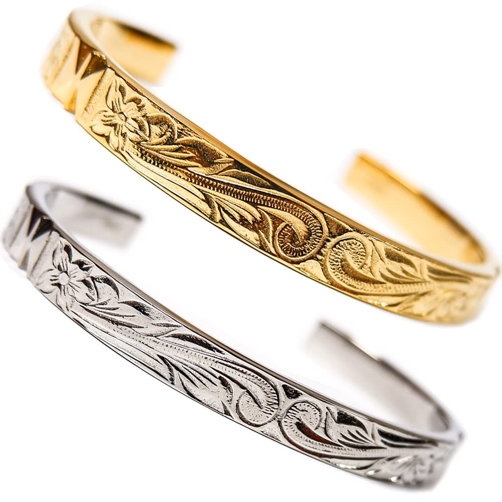 

Hawaiian Jewelry Bangle for Women and Birthday Steel Silver [JULAISU] Men, Gift,