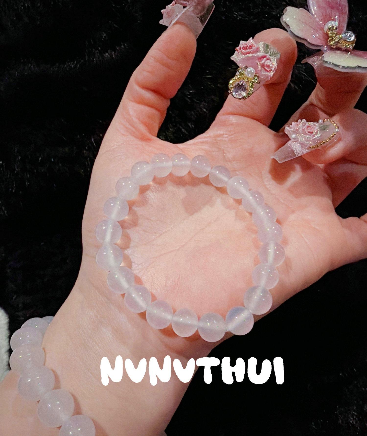 Cold And White Moonlight, New Chinese Style, Natural High-Ice Ice Agate Bracelet, High-End Sense, Lychee Frozen Bracelet.
