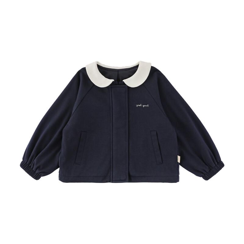 Yoyoo Girls' Autumn Color-block Doll Collar Jacket
