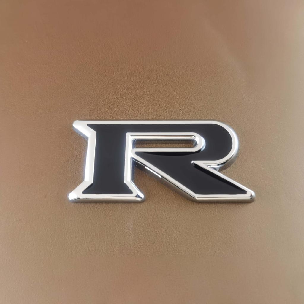 1pc 3D Zinc Alloy R Logo, Car Side Fender Rear Trunk Emblem Badge Sticker, Car Decoration Accessories
