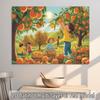 2D Farm Themed Decor Tapestry Children Picking Oranges Themed Wall Hanging