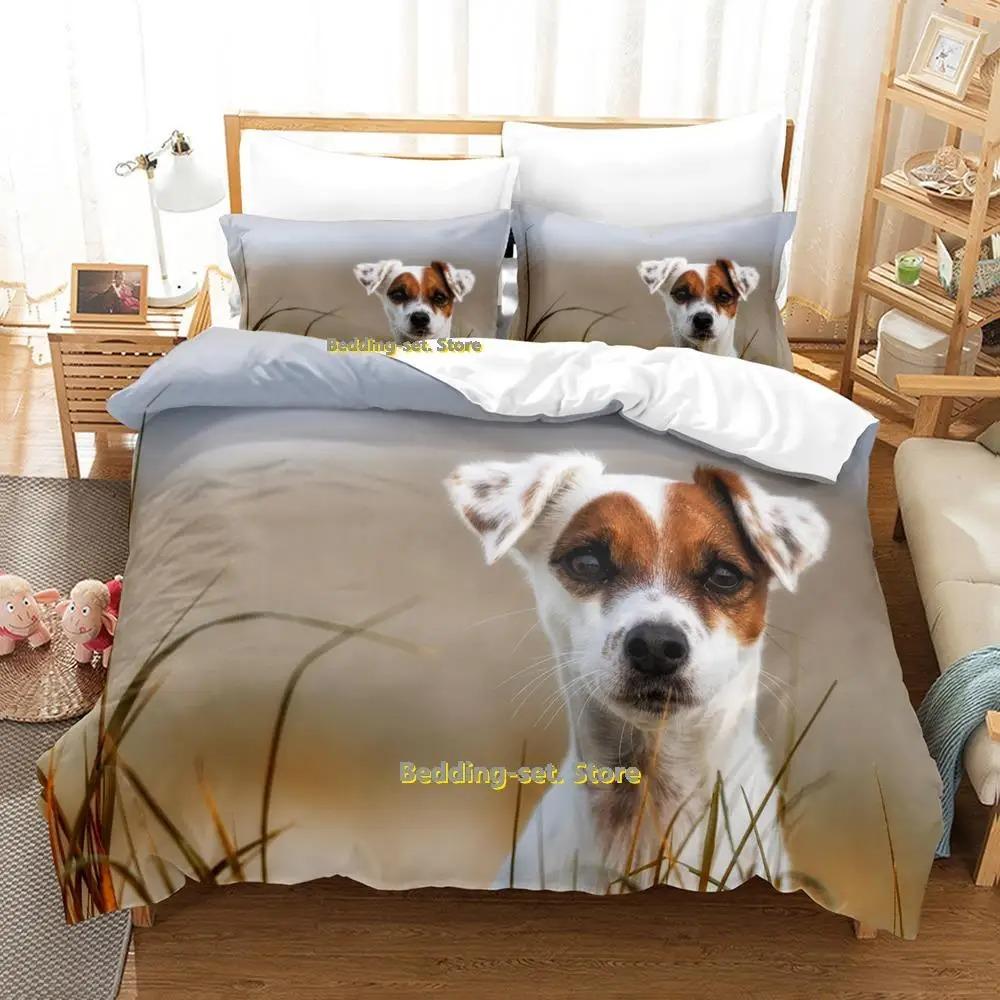 

Новий набір постільної білизни Джек Рассел тер єр Односпальне ліжко з двома односпальними ліжками розміру king-size для дорослих і дітей. Комплекти ковдр для спальні. US Twin 173x218cm