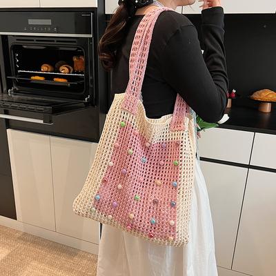 Zomer gebreide tas dames nieuwe schouder onderarmtas grote capaciteit casual veelzijdige tote bag