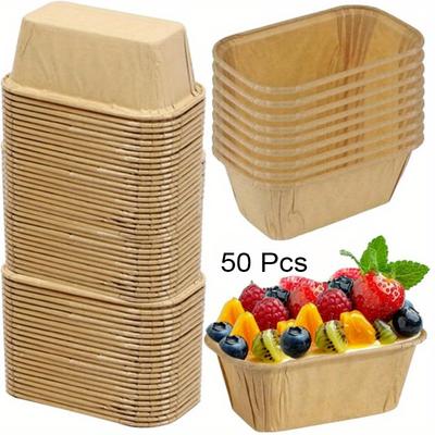 50Pcs Mini Loaf Cake Cases, Rectangular Mini Paper Loaf Tin, Non-Stick Greaseproof Paper Cupcake Liners, Disposable Paper Molds