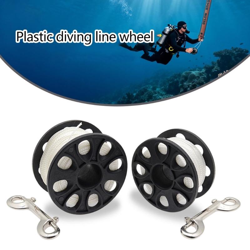 Multipurpose Scubas Diving Reel Compacts Diving Line Spool With High Visibilities Nylon Cord For Underwater Navigations