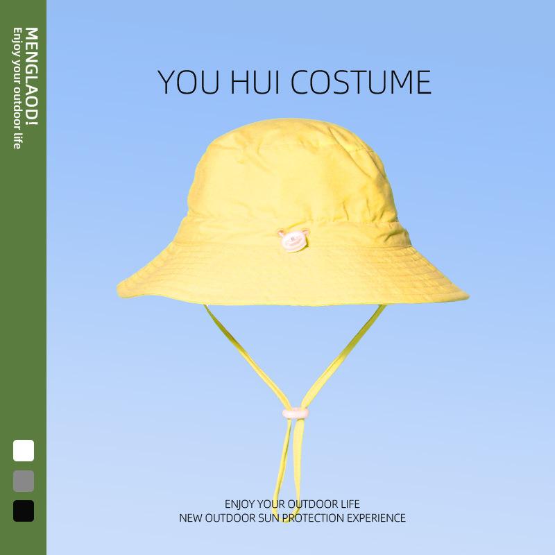Barn enfärgad bucket hat sommar stor brätte UV-skydd solhatt söt baby mode mångsidig strandhatt
