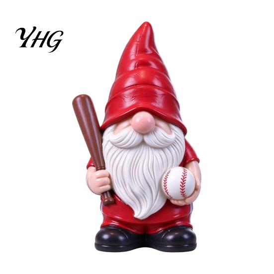 Resin Sports Figurines Baseball Gnome Figurine, Theme Statue Holding Desktop Ornament for Home Bat & Ball, Tabletop Indoor Decor, Lover Gift
