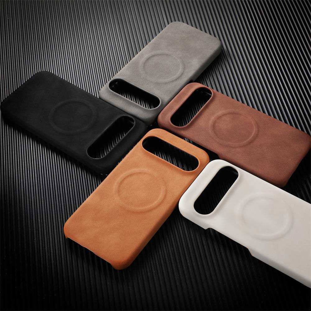 Luxury Sheepskin Leather Magnetic Phone Case for Google Pixel 9 8 Pro XL 8A Solid Color Shockproof Business Matte Hard Cover
