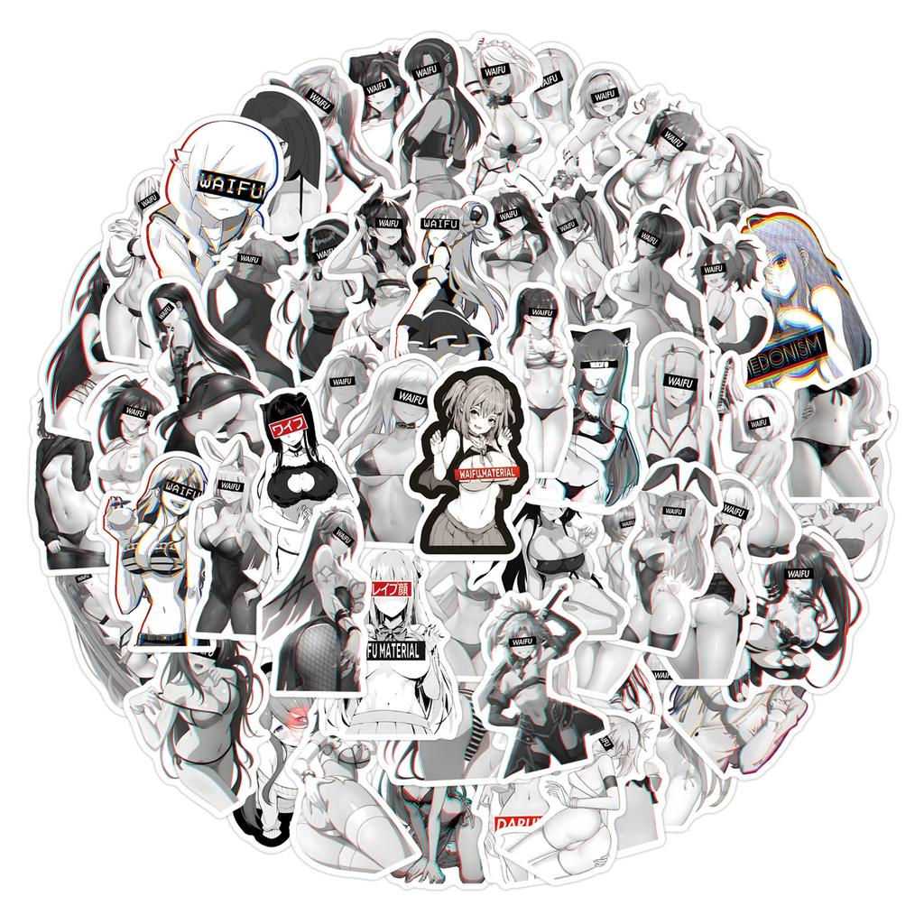 110 Sexy WAIFU Girls Doodle Stickers Decorative Skateboard Suitcase Waterproof Stickers