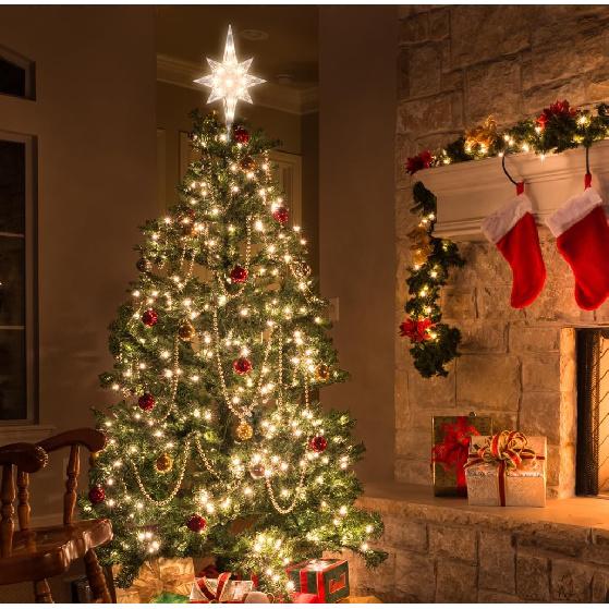 Навершие для рождественской елки LAMPHOME, Вифлеемская звезда(12 дюймов 10 ламп Прозрачный цвет)