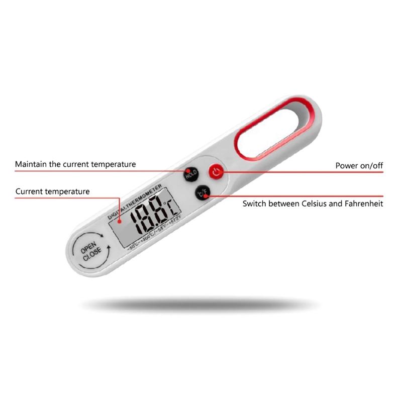 Quick Response Magnetic Back Digital Thermometers For Kitchen Use Measure Meat Oil Liquid Temperature With Clear Display