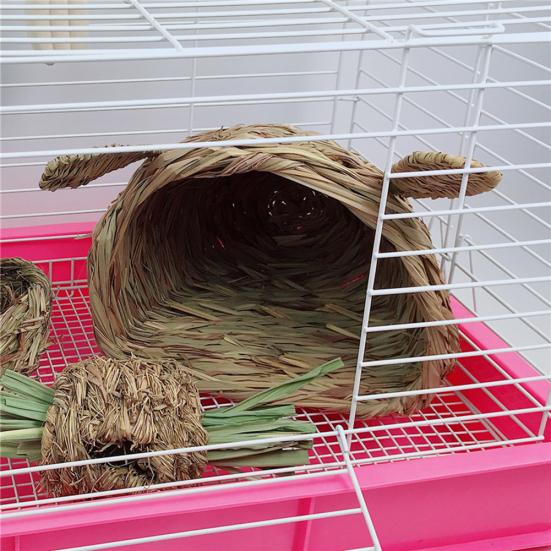 Woven Straw Pet Rabbit Hamster Guinea Pig Cage Nests House Toy Chinchilla Bed