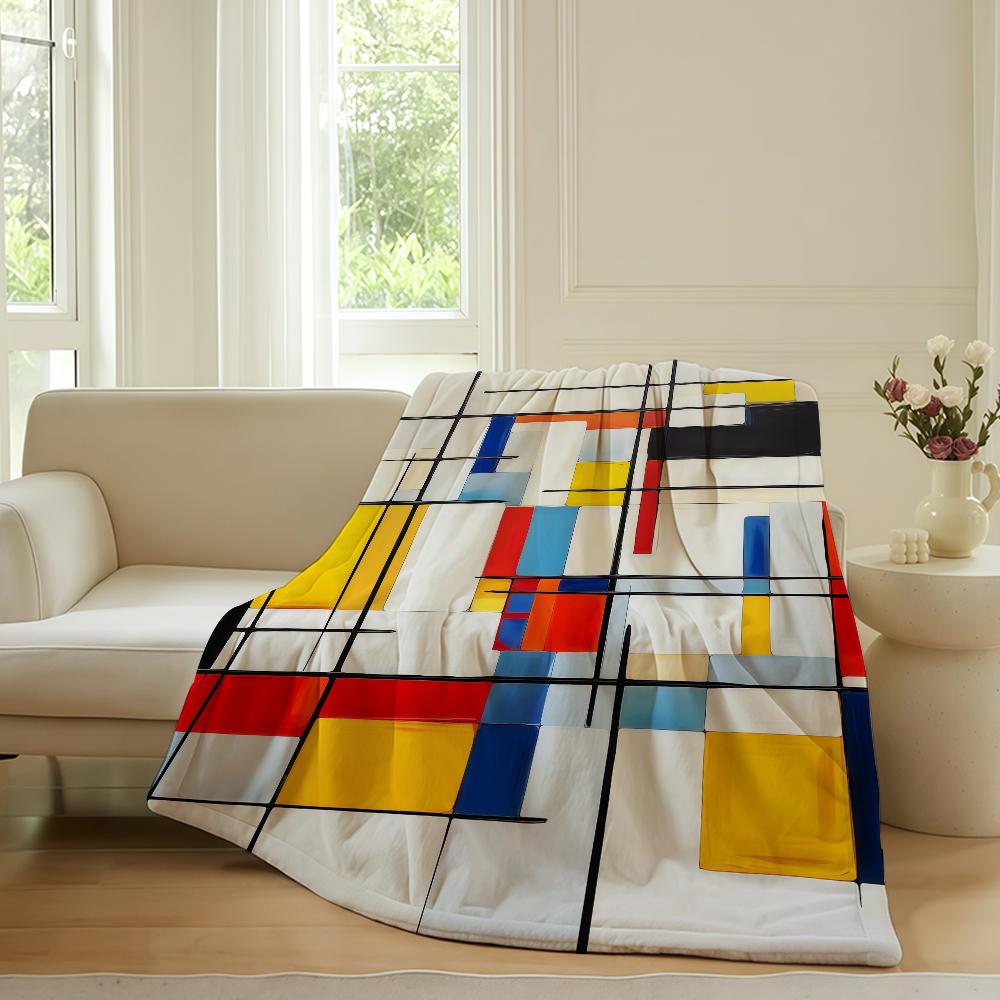 

Dutch painter Piet Mondrian Blanket For Sofa Office Bed Plane Travel Sleep Read Relax Camping Soft And Warm 30x40in