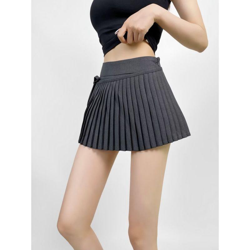Za2024 Summer New Product Women's Clothes High Waist Figure Flattering Culotte A- Line Skirt Double-Layer Pleated Bows Pleated Skirt