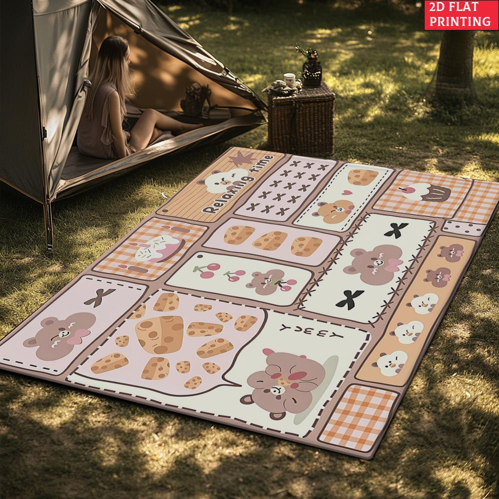Kawaii Cartoon Bear Large Room Carpet Non Slip Cartoon Kids Bedroom Living Room Floor Mat Home Decor Children's Play Carpet