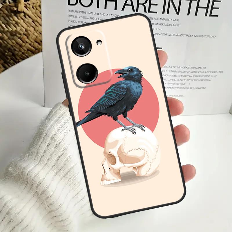 

Crow Raven Dark Skull Case For Realme C67 C55 C53 C51 C35 C33 C31 C30 C25s C21Y GT Neo 5 GT5 9 10 11 12 Pro Plus Realme 9 Pro