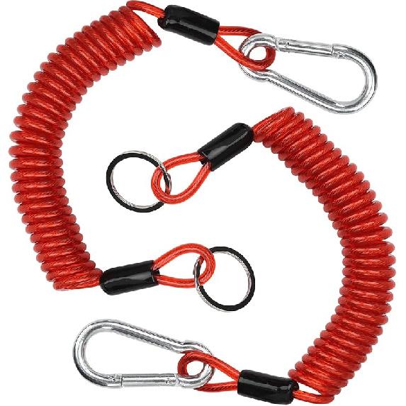 6FT Trailer Brake Away Cable, Trailer Breakaway Safety Cable Spring Towing Coiled Wire For RV Trailer Emergency Camper Breakaway Switch