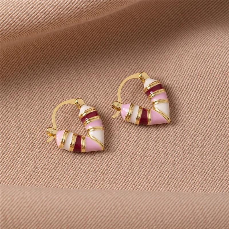 Korean Love Heart Hoop Earrings for Women Jewelry Party Gift