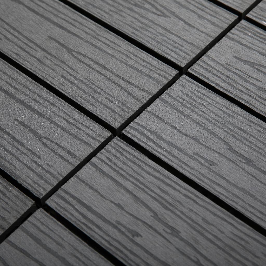 WPC Interlocking Decking Tiles, Pack of 11 Interlocking Patio Paving Slabs, 30 x 30 x 2.2 cm, Grey