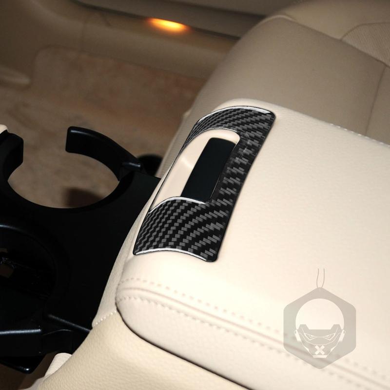 Carbon Fiber Car Accessories Rear Storage Interior Trim Cover Soft Sticker For BMW 7 Series F01 730li 740li 750li 2009-2014