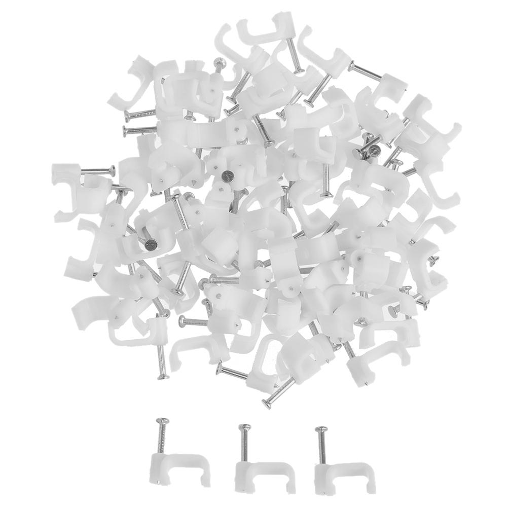 100pcs Durable Useful Wire Management Fastener Electrical Fittings Fixing Steel Nails Organizer Clamp Fixer Holder Cable Clip