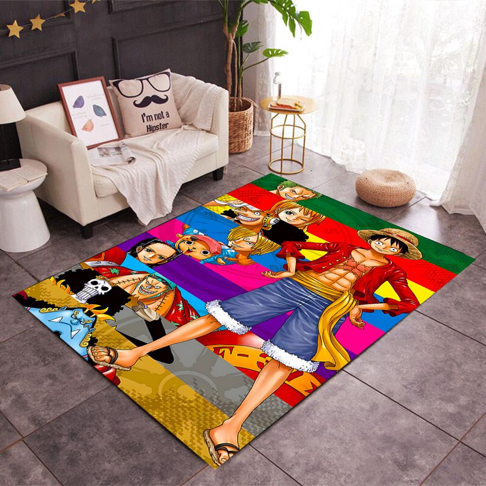 One Piece Luffy Themed Anti-Slip Rugs - Polyester Home Decor, Suitable for Bedrooms, Living Rooms, Doorways, Studios, and Decorations
