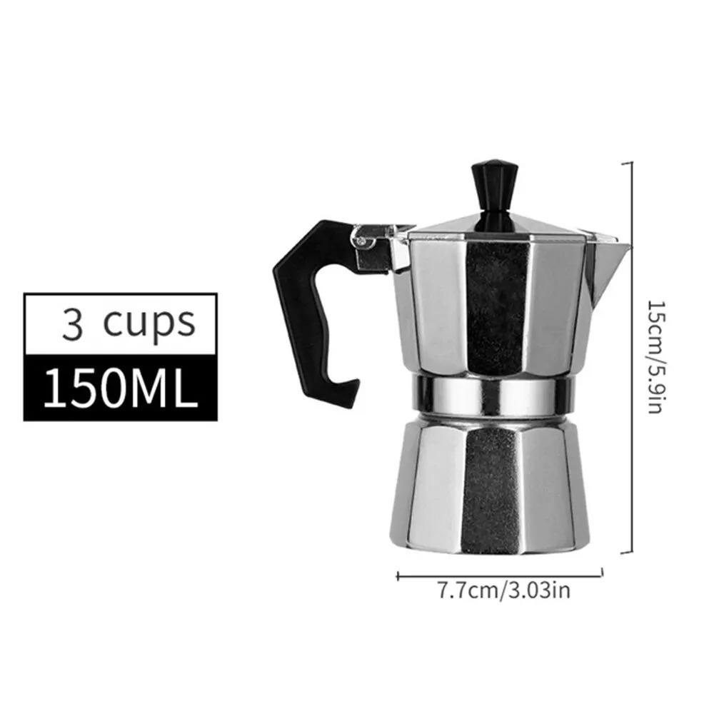 Moka Pot Classic Italian Café Brewing Tools Espresso Maker 50/100/150/300/450ml Alluminio Accessori per caffè Macchina per caffè italiano