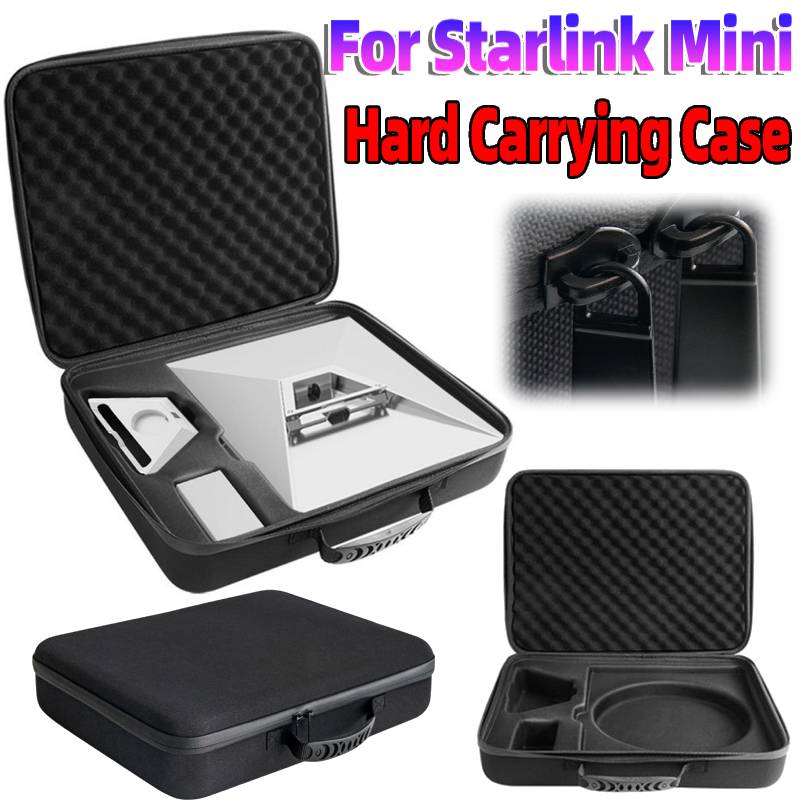 Hard Carrying Case with Handle Waterproof Protective Storage Carrying Bag Multiple Compartments for Starlink Mini Accessories