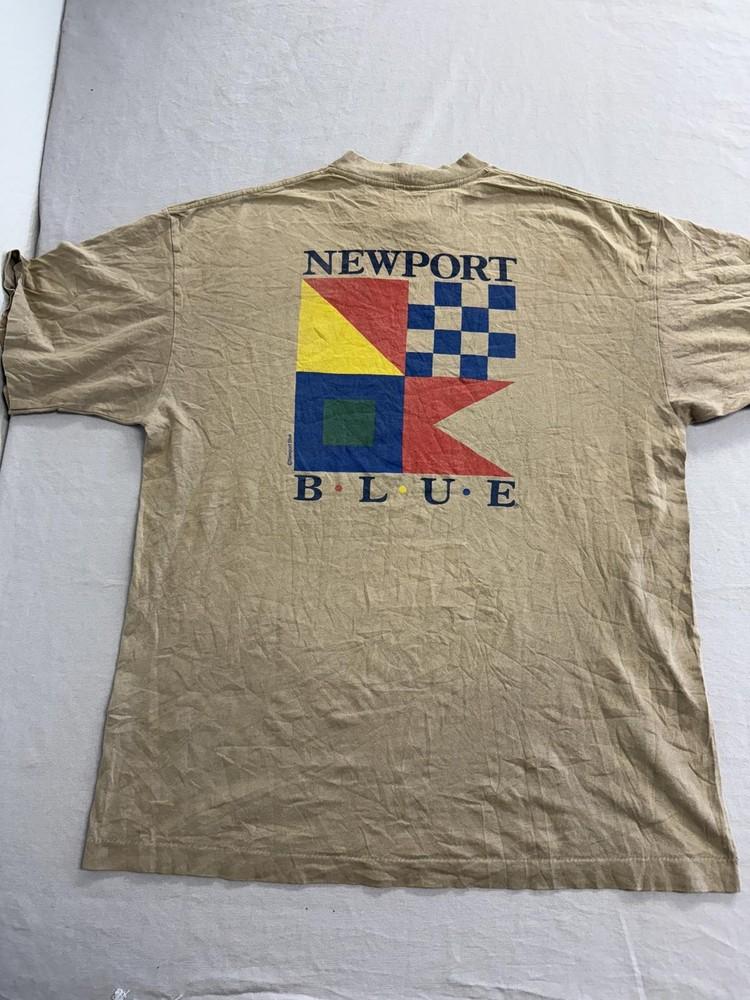 Vintage Newport Blue T-shirt Sailing Flag Tee Made in USA XL Unisex T-Shirt XXXL