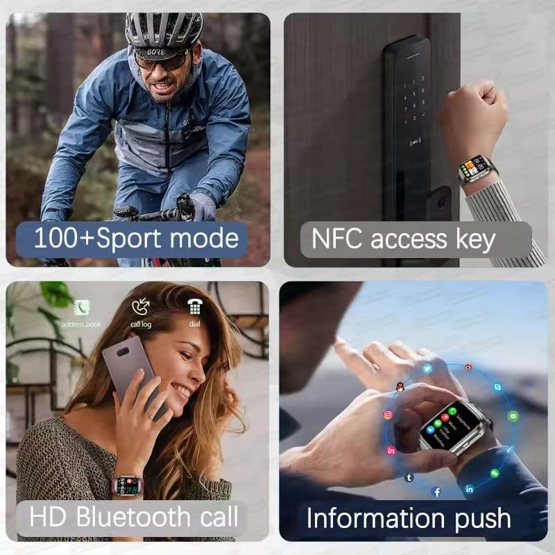 2026 New Men Airbag Air Pump ECG Blood Pressure Uric Acid Blood Fat Temp Health Monitor Bluetooth Call 2.06-inch AMOLED Smart Watch