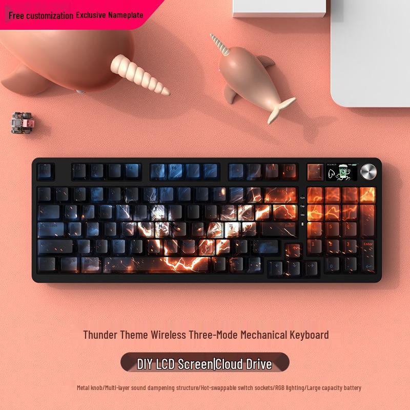 Wireless Bluetooth Mechanical Keyboard - 98-Key, Blue Switch, Silent for Gaming/Esports, High-Design for Girls/Office Use.