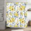 Modern Abstract Bathroom Shower Curtain Decorative Printing Waterproof Fabric For Home Decoration In Navy Blue With Yellow Gold