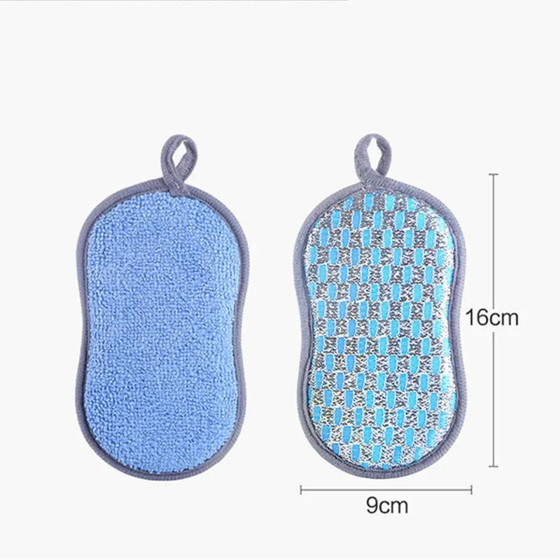 Double Side Dishwashing Sponge Dish Washing Brush Pan Pot Dish Clean Cloth Reusable Kitchen Scouring Pad Home Cleaning Tool