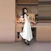 Large size suspender skirt summer dress slightly fat MM waist and thin vacation beach dress Tibetan meat age-reducing high waist dress