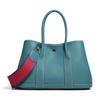 2025 Cowhide Lychee Pattern Garden Bag: Women's Color Block Wide Shoulder Strap Handbag