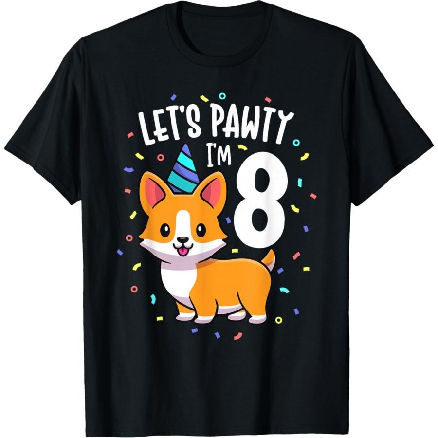 

8 Years Old Corgi Dog Lover 8th Birthday Party Outfit Kid T-Shirt XXXXXL чорний