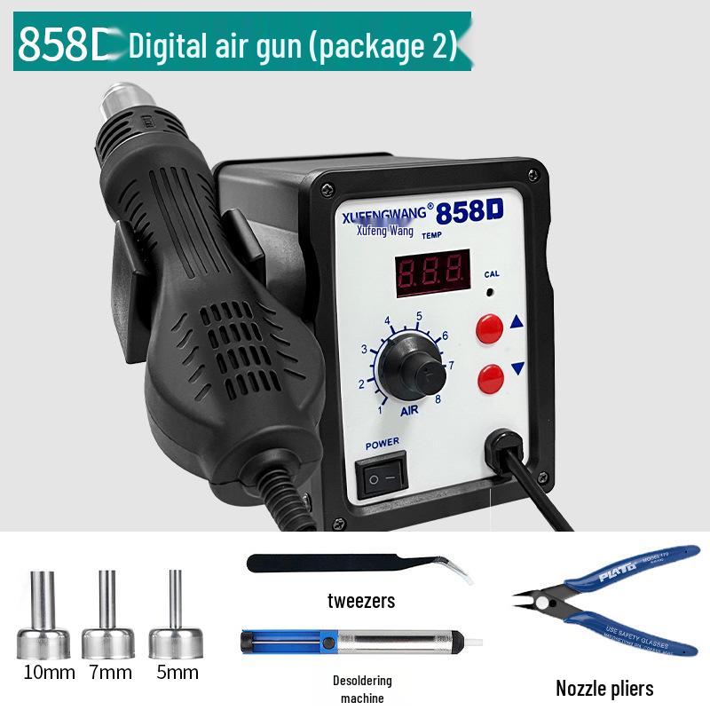 858D High-Power Hot Air Gun Desoldering Station with Adjustable Temperature & Digital Display for Professional Soldering Repair
