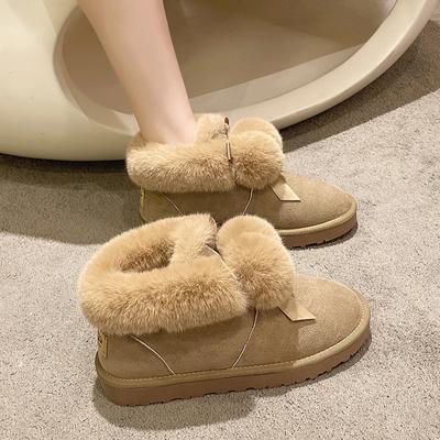 2024 New Fashion Solid Color Women's Shoes Fur Snow Boots Winter Boots Women's Natural Wool Warm Ankle Boots Women's Shoes