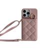 Applicable To Iphone17promax Apple 14 Flip Card Bag, Xiaoxiangfeng Rhombus Messenger Phone Case Ip16E Female