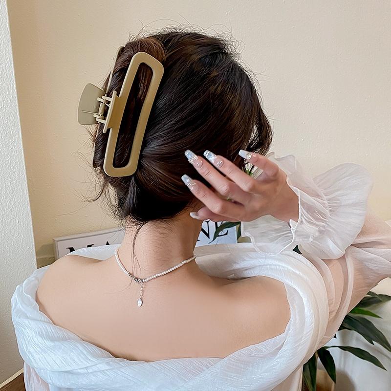 Frosted simple square shark clip back head Pan hair grab clip advanced sense hair accessories