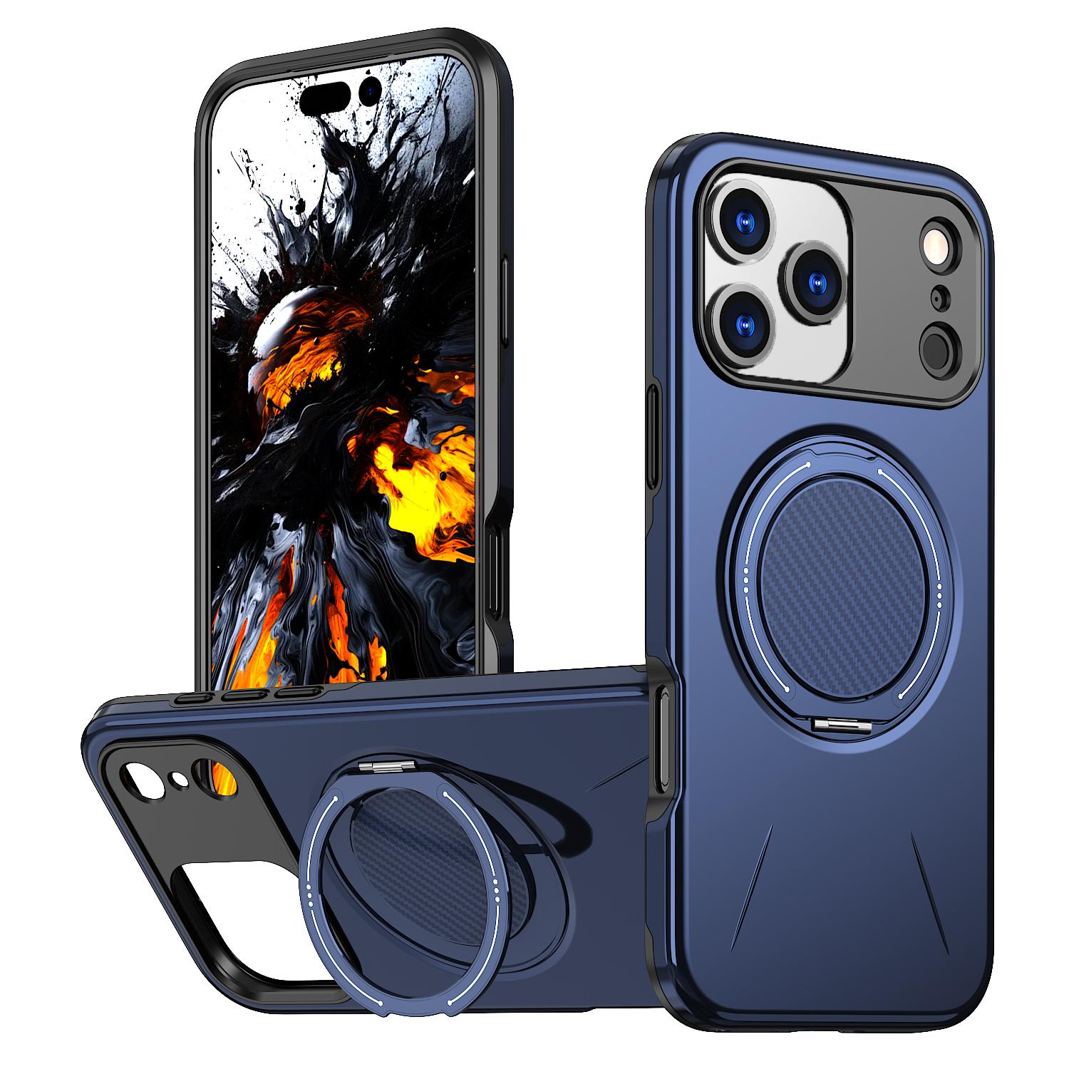 

Вращающийся скрытый кольцевой держатель Магнитный чехол для iPhone 17 Air 16 15 14 13 12 11 Pro Max Plus Для Magsafe Прочный Сверхпрочный Чехол iPhone 15 тёмно-синий