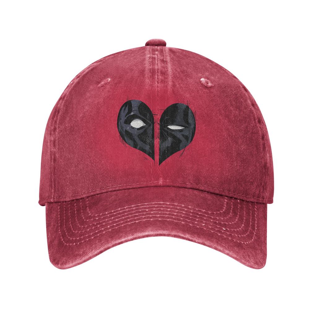 Deadpool Heart Mask Unisex Baseball Cap Distressed Denim Washed Hats Cap Casual Outdoor Running Golf Adjustable Fit Sun Cap