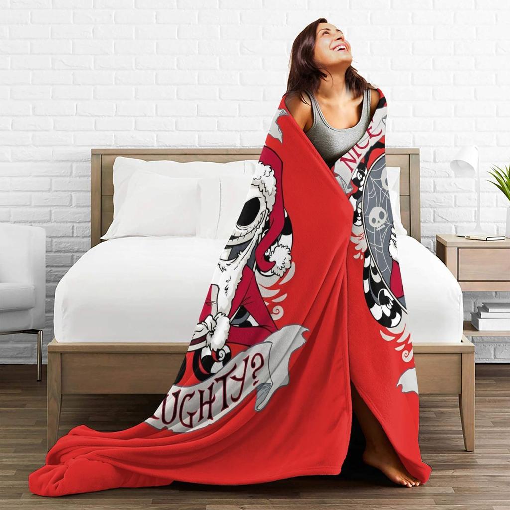 Super Soft Blanket Airplane Travel The Nightmare Before Christmas Halloween Jack Cartoon Throw Blanket For Home Decor Sofa Bed