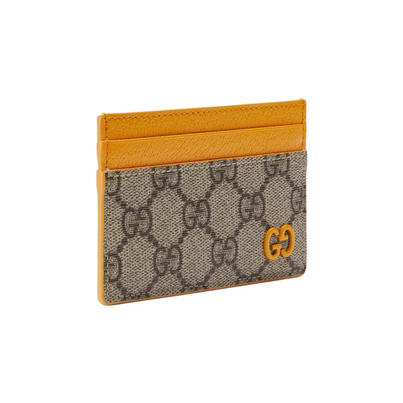 Gucci Doppel-G-Logo Keramikeffekt-Finish Leinwand und Leder Kartenetui Regular Herren Gelb/Braun