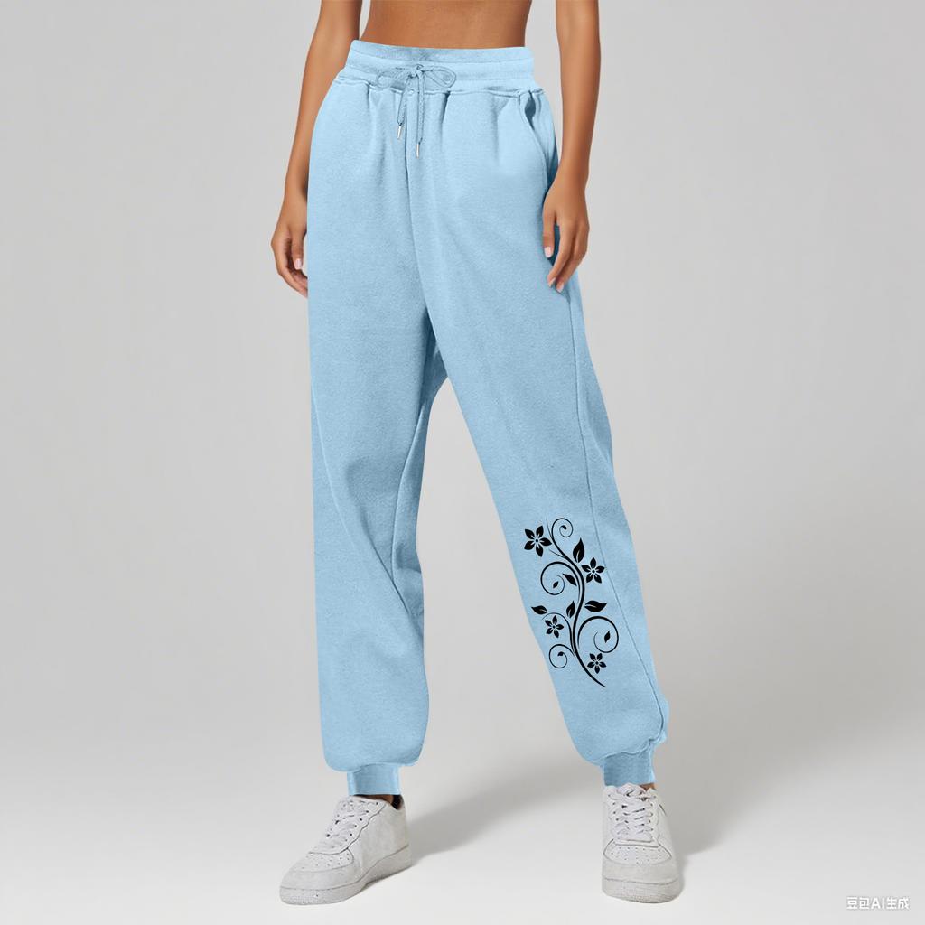 Ladies' Printed Unisex Casual Pocket Drawstring  Pants